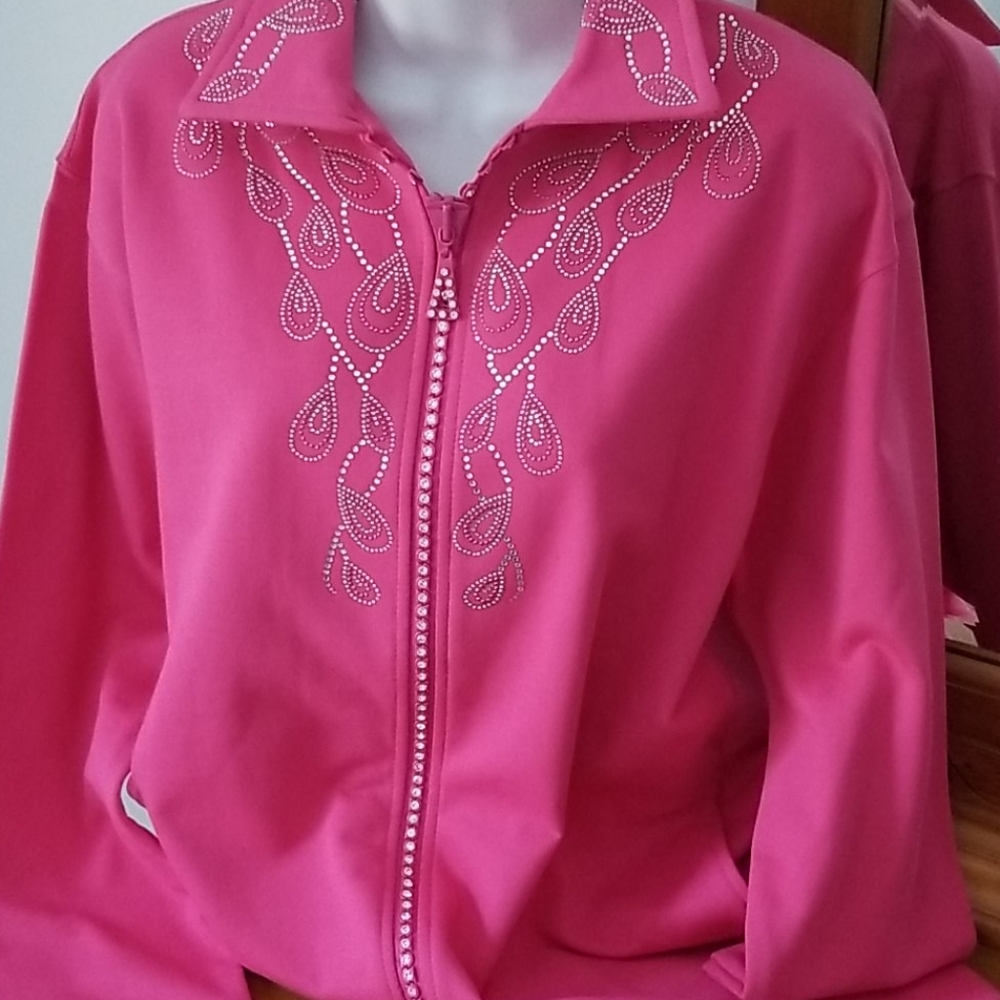 Rhinestone zipper cardigan
